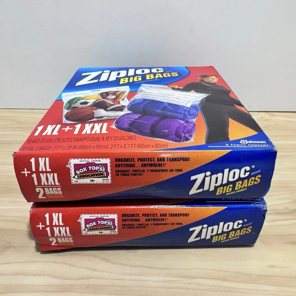 NEW 2 Boxes Ziploc Big Bags XL & XXL 10 Gal & 20 Gallon Size 2006 Discontinued